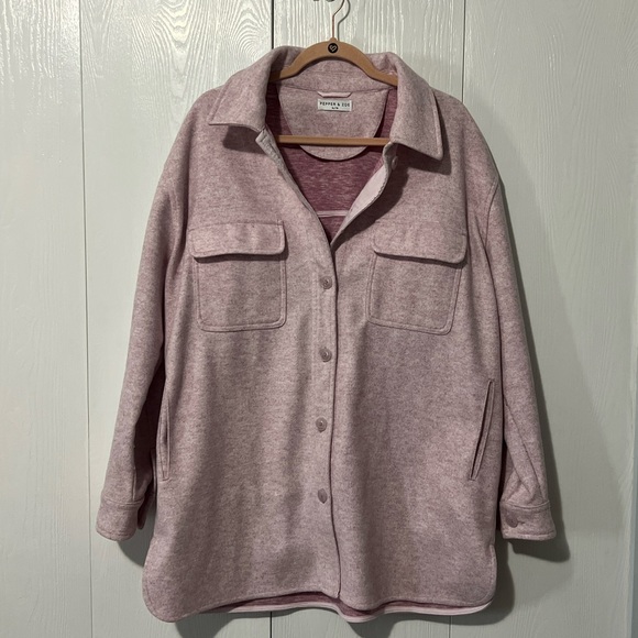 Pink Melange Shacket - Picture 1 of 3